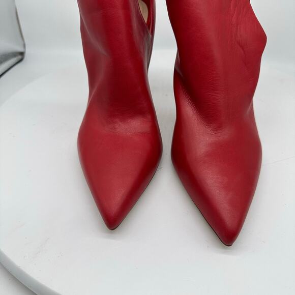 Aldo Red Leather Fraresa Stiletto Heel Ankle Boots Pointed Toe Booties Womens 9 - Picture 9 of 14